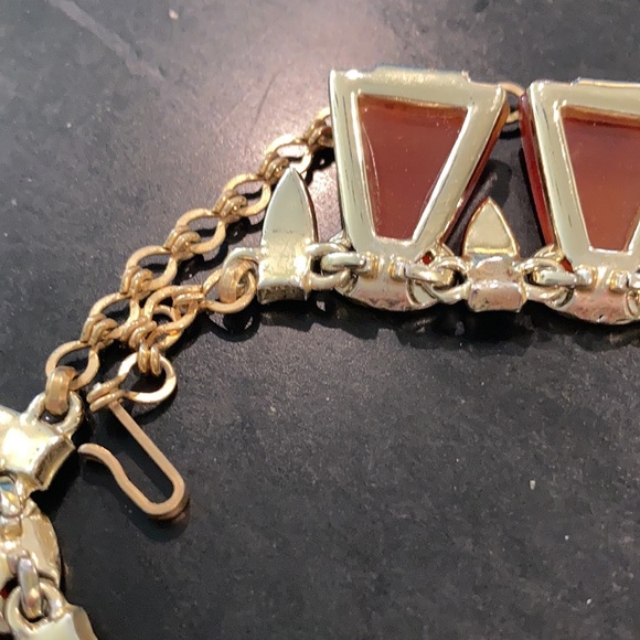 Vintage Charel Lucite Red Orange Choker Necklace - Picture 9 of 10